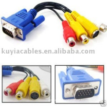 VGA SVGA to S-VIDEO 3 RCA TV AV CONVERTER CABLE